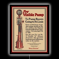1924 Fry Visible Gas Pumps No. 17 Double A New LED Hanging Lighted Sign: 18x23