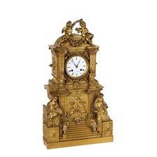 Antique Countertop Clock Gilded Bronze France Mid XIX Century picture