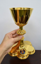 Beautiful Brand New Cup Sterling Chalice with Enamel Sacred Heart Panel (CU334)^ picture