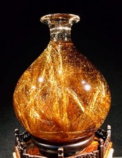 4.3LB Rare Natural Rutilated Quartz Titanium crystal peace vase Heang Decor Gem picture