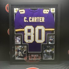 Cris Carter Autographed Minnesota Vikings Signed Framed Jersey Beckett BAS picture
