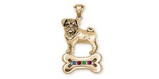 Pug Jewelry 14k Gold Handmade Dog Pendant PG21-XSBNPG picture