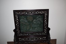 Chinese green jade carved large panel . 21 inches (tall) x18.5 inches picture