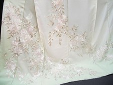 Visiting dress. Hand embroidery. Genuine silk. Luxurious rose patte From Japan picture