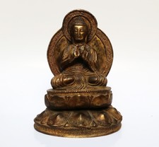 Old Gilded Bronze Sino-Tibetan Buddha Teaching Tibet picture