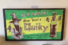 Vtg 1960s Quiky Pappy Soda Advertisement Sign Paper On Plastic Frame. *Read* picture