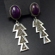 RADIANT Navajo TONEY MITCHELL Sterling Silver and PURPLE SUGILITE EARRINGS picture