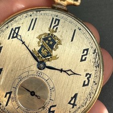 VINTAGE 14K SOLID GOLD ILLINOIS AUTOCRAT POCKET WATCH ALPHA CHI SIGMA FRATERNITY picture