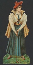 1880's LADIES GOLF Large Chromo-Lithograph Victorian Die-Cut/Advertising Piece picture