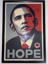 Barack Obama Signed 24x36 Original HOPE Poster Shepard Fairey PSA/DNA LOA picture