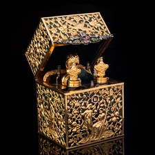 George II Gold & Hardstone Ladies Travel Scent Bottle Necessaire Box Georgian picture