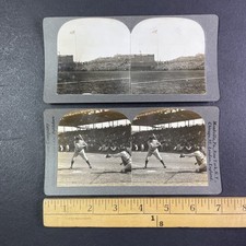 Babe Ruth Stereoview Lot of 2 1932 World Series Baseball Keystone Curved Mount picture
