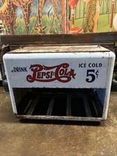 VINTAGE C. 1940 DRINK PEPSI COLA ICE CHEST COOLER SIGN COCA COLA 7UP DR PEPPER picture