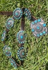 Authentic Old Pawn Navajo Sterling Sleeping Beauty Concho Belt – Daniel Martinez picture