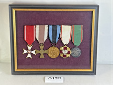 WW2 Polish 5-Medal Valor Group Framed Virtue Red Cross Comm Poland Award 148H22 picture