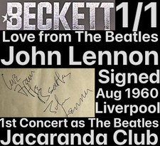 Love From The Beatles John Lennon Autograph 1st Concert Aug 1960 Jacaranda BAS picture