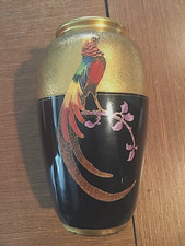 PICKARD VASE BLACK & GOLDEN LARGE PHEASANT 11 INCH HAND PAINTED & SIGNED ARTIST picture