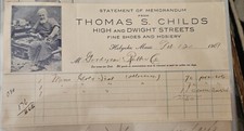 Great 1907 Thomas S Childs Shoes Hosiery COBBLER HIGH ST. Holyoke Massachusetts picture
