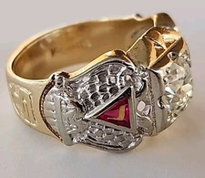 14k Gold Masonic Ring   1.5ct VS2 H‑I Diamond • 9g • Size 8.5 picture