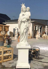 Nice Large Carved Marble Statue of Mary, Blessed Mother with Child - MMJ7 picture