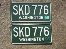 1958 Washington License Plate Pair Set Chevy Chevrolet Ford Dodge WA SKD 776 picture