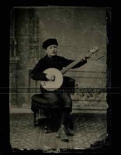 RARE 1800s ID’d Tintype Photo THOMAS GLYNN Prodigy Banjo Musician Antique Music picture