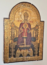RARE ANTIQUE 17-18C LARGE RUSSIAN HAND PAINTED ICON  MOTHER OF GOD  34X24