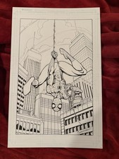 Mark Bagley 11x17 Spider-Man Backgrnd Original Art Sketch Marvel Ink Pencl Board picture
