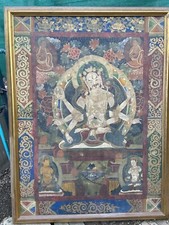 Framed Antique Scroll of Buddhist Character 200 Years Old Gold Painting picture