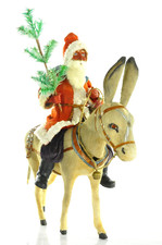 Amazing German Santa Claus/ Belsnickel And Donkey Clickwork Nodding Head 1900 picture