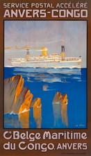Service Postal Accéléré Anvers-Congo ✈️ Vintage Travel Poster c1920s - 24x32” picture