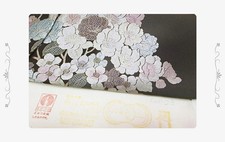 Visiting kimono  hand-embroidered  pure silk  four seasons flowers  From Japan picture