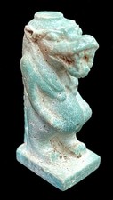 1570- 1342 BC EGYPTIAN THUTMOSID 18th DYNASTY TAWERET GLAZED BLUE FAIENCE AMULET picture