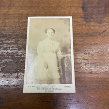 Mid 1800’s CDV By A.J. Fox. Nice Looking Young Lady, White Dress St. Louis Mo picture