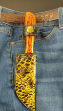 ALLIGATOR SKIN Sheath with ROSEWOOD Handle EDC REAL FILE FULL TANG Knife Pow wow picture