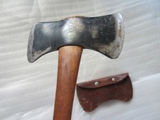 VERY RARE ANTIQUE MARBLES GLADSTONE, MI USA DOUBLE BIT CAMP AXE WITH SHEATH picture