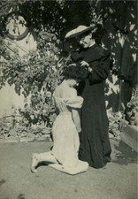 Man Ray by himself, disguised as a priest. Vintage gelatin silver print picture