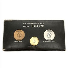 EXPO '70 Japan World Exposition Commemorative Medals Gold Silver Bronze 3-Piece picture