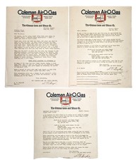 1931 antique COLEMAN AIR-O-GAS PRESSURE STOVES wichita ks DEALER LETTERS 3pc picture