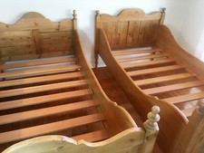 Pair Antique Twin Pine Beds, cot style, Danish, modified to US matress picture