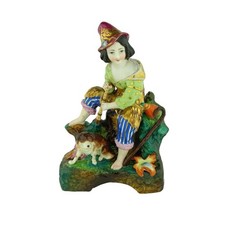 Kornilov Brothers Russian Porcelain Shepherd Dog Clock Base 19thC picture