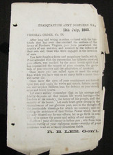 CIVIL WAR  GETTYSBURG CONFEDERATE  ORIGINAL ORDER LEE TO HIS MEN 11TH JULY, 1863 picture