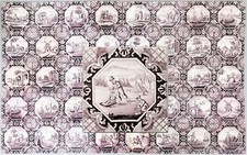 Nice fine field of 40 Dutch Rotterdam manganese tile, landscapes, 18th/19th. ct. picture