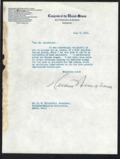 Hiram Bingham signed letter Politician, Explorer