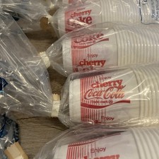 1600 Vintage Enjoy Cherry Red Coke Coca-Cola Sample Size Plastic Cups Never Used picture