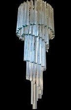 Venetian Murano Glass Spiral Chandelier, 82 Venini Tri-Lobe Lamp picture