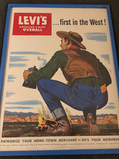 Vintage 1940s–50s Levi’s Store Poster – Original Western Cowboy – Museum Quality picture