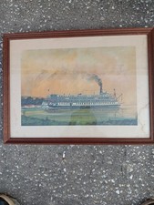 Vintage Watercolor of steamship 