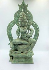 Old Ancient Bronze Seated Figure Of Deity Green Tare South East Asia 15 century picture