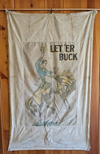 Pendleton Round Up Rodeo Let'r Buck Fence Banner Double Sided Cloth Antique picture